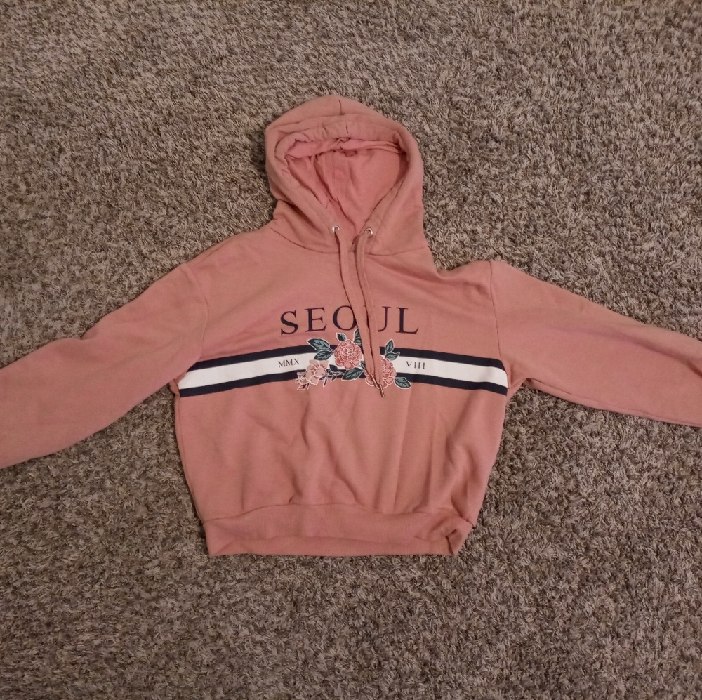 H&m divided pink seoul hoodie